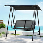 Gardeon Outdoor Swing Chair Garden Bench Furniture Canopy 2 Seater Black - Furniture > Outdoor