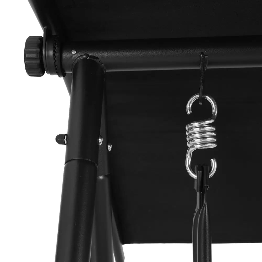 Gardeon Outdoor Swing Chair Garden Bench Furniture Canopy 2 Seater Black - Furniture > Outdoor