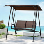 Gardeon Outdoor Swing Chair Garden Bench Furniture Canopy 2 Seater Brown - Furniture > Outdoor