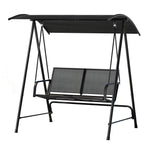 Gardeon Outdoor Swing Chair Garden Bench Furniture Canopy 2 Seater Black - Furniture > Outdoor
