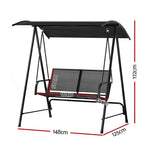 Gardeon Outdoor Swing Chair Garden Bench Furniture Canopy 2 Seater Black - Furniture > Outdoor