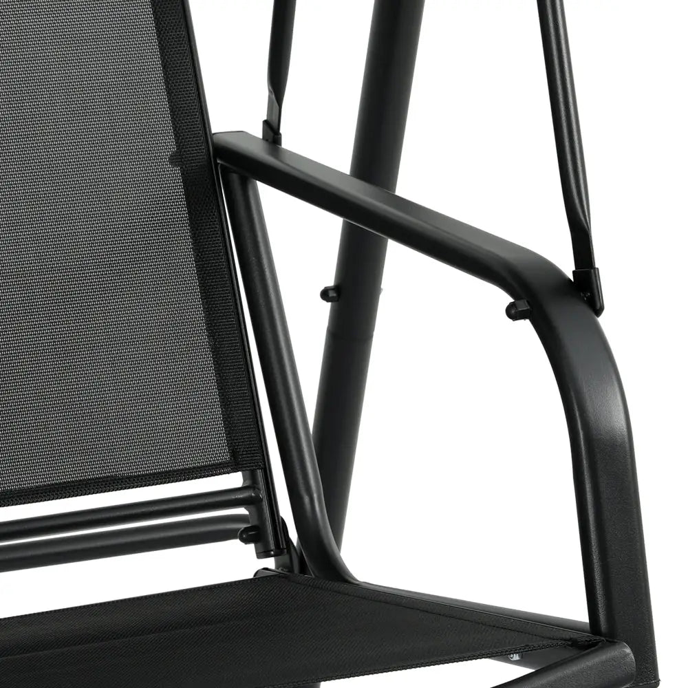 Gardeon Outdoor Swing Chair Garden Bench Furniture Canopy 2 Seater Black - Furniture > Outdoor