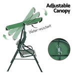 Gardeon Outdoor Swing Chair Garden Bench Furniture Canopy 3 Seater White Green - Furniture > Outdoor > Outdoor Benches