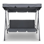 Gardeon Outdoor Swing Chair Garden Bench Furniture Canopy 3 Seater Grey - Furniture > Outdoor