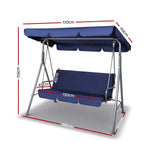 Gardeon Outdoor Swing Chair Garden Bench Furniture Canopy 3 Seater Navy - Furniture > Outdoor