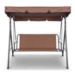 Gardeon Outdoor Swing Chair Garden Bench Furniture Canopy 3 Seater Coffee - Home & Garden > Garden Furniture