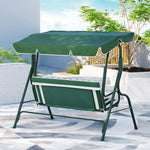 Gardeon Outdoor Swing Chair Garden Bench Furniture Canopy 3 Seater White Green - Furniture > Outdoor > Outdoor Benches