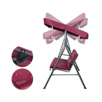 Gardeon Outdoor Swing Chair Garden Bench Furniture Canopy 3 Seater Wine Red - Furniture > Outdoor