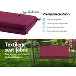 Gardeon Outdoor Swing Chair Garden Bench Furniture Canopy 3 Seater Wine Red - Furniture > Outdoor