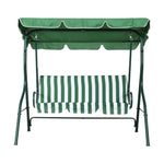 Gardeon Outdoor Swing Chair Garden Bench Furniture Canopy 3 Seater White Green - Furniture > Outdoor > Outdoor Benches