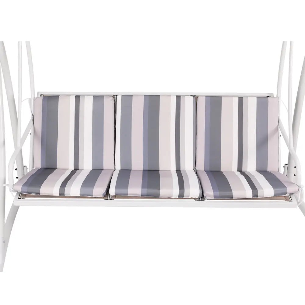 Gardeon Outdoor Swing Chair Garden Bench Furniture Canopy 3 Seater White Grey - Furniture > Outdoor