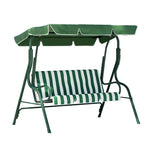 Gardeon Outdoor Swing Chair Garden Bench Furniture Canopy 3 Seater White Green - Furniture > Outdoor > Outdoor Benches