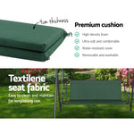Gardeon Outdoor Swing Chair Garden Bench Furniture Canopy 3 Seater Green - Furniture > Outdoor