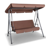 Gardeon Outdoor Swing Chair Garden Bench Furniture Canopy 3 Seater Coffee - Home & Garden > Garden Furniture