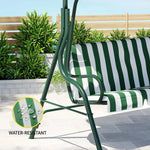 Gardeon Outdoor Swing Chair Garden Bench Furniture Canopy 3 Seater White Green - Furniture > Outdoor > Outdoor Benches