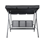 Gardeon Outdoor Swing Chair Garden Bench Furniture Canopy 3 Seater Mesh Black - Furniture > Outdoor