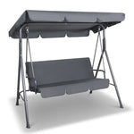 Gardeon Outdoor Swing Chair Garden Bench Furniture Canopy 3 Seater Grey - Furniture > Outdoor