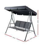 Gardeon Outdoor Swing Chair Garden Bench Furniture Canopy 3 Seater Mesh Black - Furniture > Outdoor