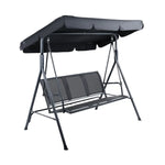 Gardeon Outdoor Swing Chair Garden Bench Furniture Canopy 3 Seater Mesh Black - Furniture > Outdoor
