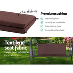 Gardeon Outdoor Swing Chair Garden Bench Furniture Canopy 3 Seater Brown - Furniture > Outdoor