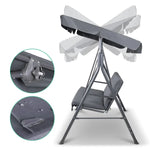 Gardeon Outdoor Swing Chair Garden Bench Furniture Canopy 3 Seater Grey - Furniture > Outdoor