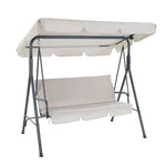 Gardeon Outdoor Swing Chair Garden Bench Furniture Canopy 3 Seater Beige - Furniture > Outdoor