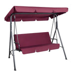 Gardeon Outdoor Swing Chair Garden Bench Furniture Canopy 3 Seater Wine Red - Furniture > Outdoor