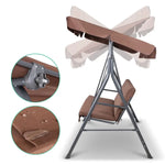 Gardeon Outdoor Swing Chair Garden Bench Furniture Canopy 3 Seater Coffee - Home & Garden > Garden Furniture