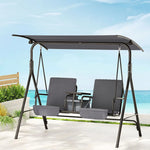 Gardeon Outdoor Swing Chair Garden Furniture Canopy Cup Holder 2 Seater Grey - Furniture > Outdoor > Outdoor Chairs