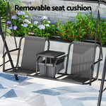 Gardeon Outdoor Swing Chair Garden Furniture Canopy Cup Holder 2 Seater Grey - Furniture > Outdoor > Outdoor Chairs