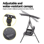 Gardeon Outdoor Swing Chair Garden Furniture Canopy Cup Holder 2 Seater Grey - Furniture > Outdoor > Outdoor Chairs
