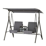 Gardeon Outdoor Swing Chair Garden Furniture Canopy Cup Holder 2 Seater Grey - Furniture > Outdoor > Outdoor Chairs