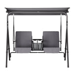 Gardeon Outdoor Swing Chair Garden Furniture Canopy Cup Holder 2 Seater Grey - Furniture > Outdoor > Outdoor Chairs