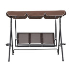 Gardeon Outdoor Swing Chair Garden Furniture Canopy Cup Holder 3 Seater Brown - Furniture > Outdoor > Outdoor Chairs
