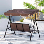 Gardeon Outdoor Swing Chair Garden Furniture Canopy Cup Holder 3 Seater Brown - Furniture > Outdoor > Outdoor Chairs