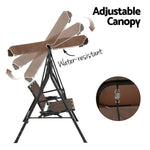 Gardeon Outdoor Swing Chair Garden Furniture Canopy Cup Holder 3 Seater Brown - Furniture > Outdoor > Outdoor Chairs