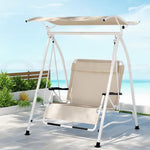 Gardeon Outdoor Swing Chair Garden Lounger 2 Seater Canopy Patio Furniture Beige - Furniture > Outdoor