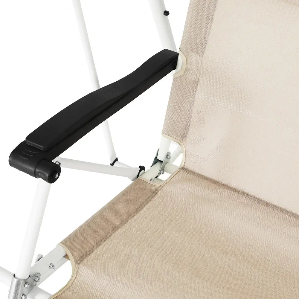 Gardeon Outdoor Swing Chair Garden Lounger 2 Seater Canopy Patio Furniture Beige - Furniture > Outdoor