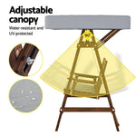 Gardeon Outdoor Wooden Swing Chair Garden Bench Canopy Cushion 2 Seater Charcoal - Furniture > Outdoor