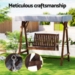 Gardeon Outdoor Wooden Swing Chair Garden Bench Canopy Cushion 2 Seater Charcoal - Furniture > Outdoor