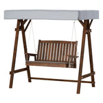 Gardeon Outdoor Wooden Swing Chair Garden Bench Canopy Cushion 2 Seater Charcoal - Furniture > Outdoor