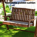 Gardeon Outdoor Wooden Swing Chair Garden Bench Canopy Cushion 2 Seater Charcoal - Furniture > Outdoor