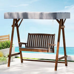 Gardeon Outdoor Wooden Swing Chair Garden Bench Canopy Cushion 2 Seater Charcoal - Furniture > Outdoor