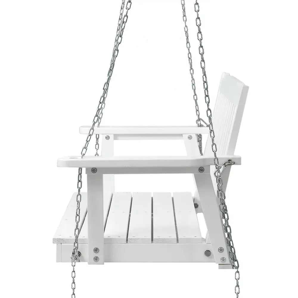 Gardeon Porch Swing Chair with Chain Garden Bench Outdoor Furniture Wooden White - Furniture > Outdoor