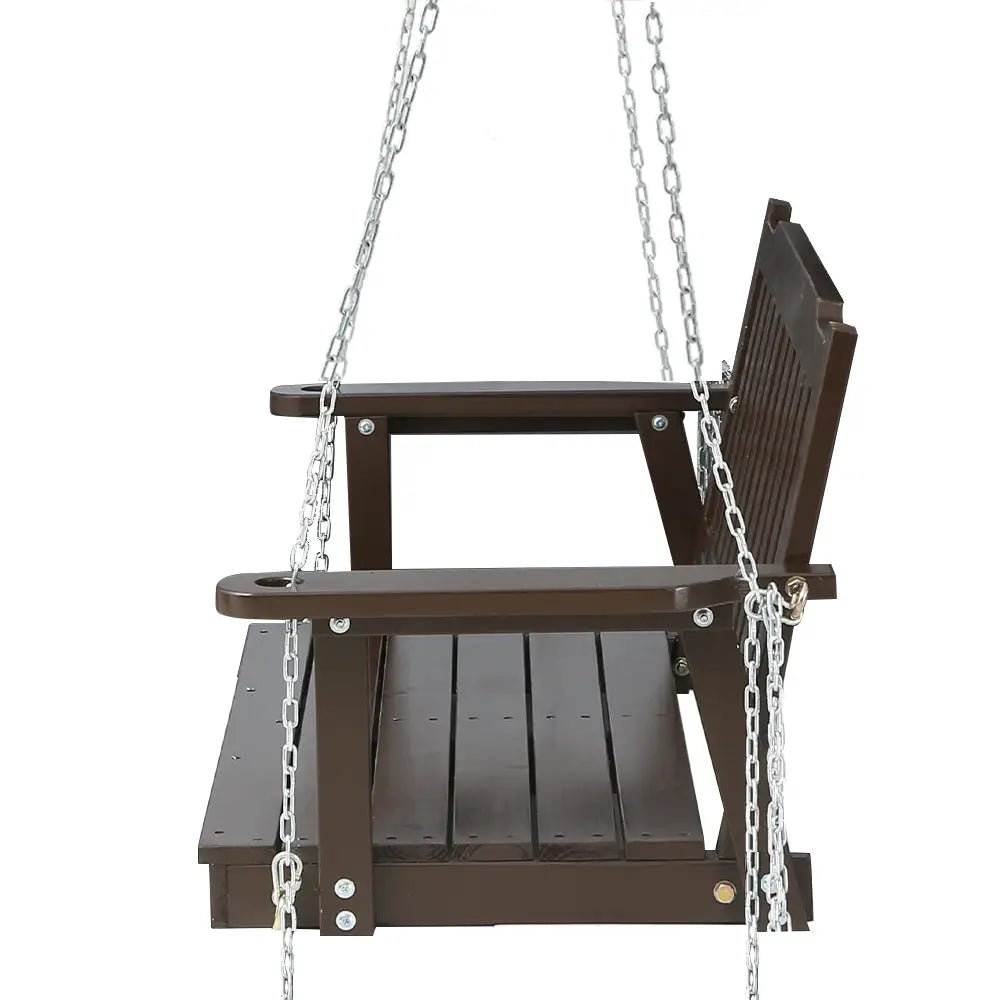 Gardeon Porch Swing Chair with Chain Garden Bench Outdoor Furniture Wooden Brown - Furniture > Outdoor