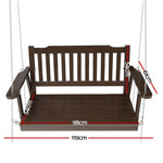 Gardeon Porch Swing Chair with Chain Garden Bench Outdoor Furniture Wooden Brown - Furniture > Outdoor