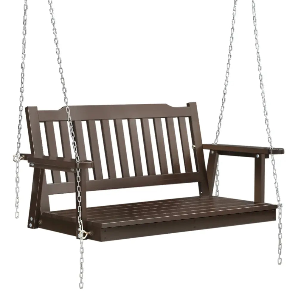 Gardeon Porch Swing Chair with Chain Garden Bench Outdoor Furniture Wooden Brown - Furniture > Outdoor