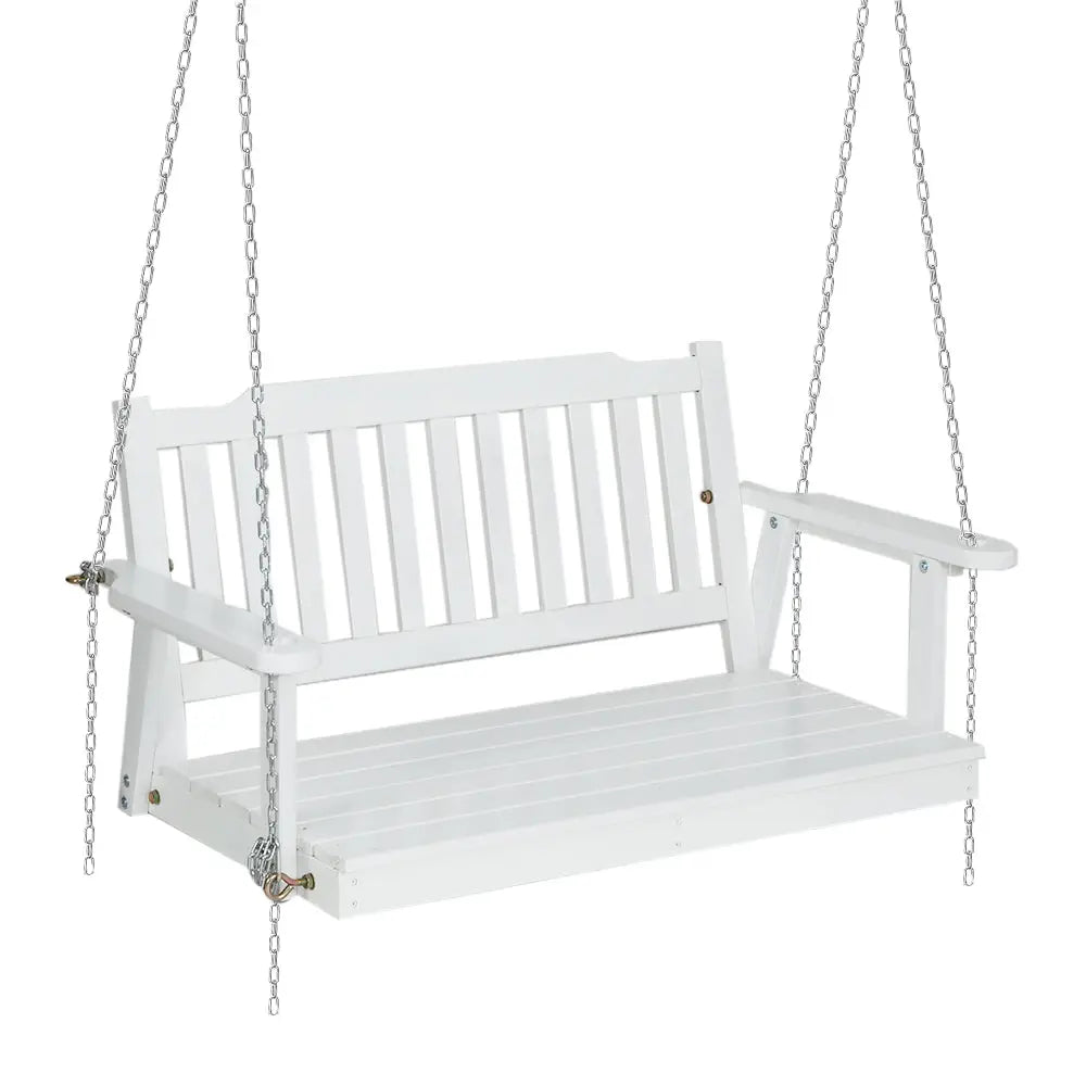 Gardeon Porch Swing Chair with Chain Garden Bench Outdoor Furniture Wooden White - Furniture > Outdoor