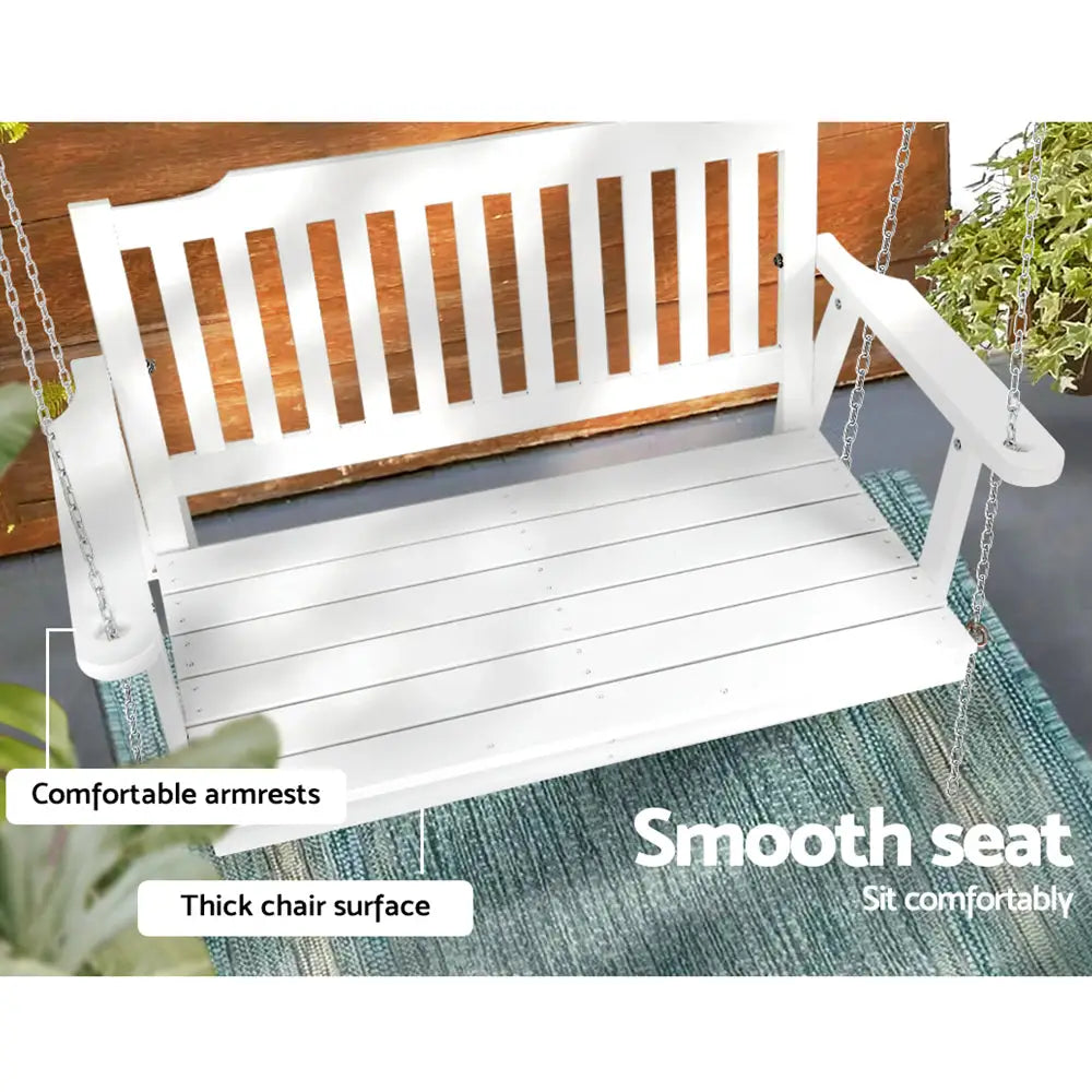 Gardeon Porch Swing Chair with Chain Garden Bench Outdoor Furniture Wooden White - Furniture > Outdoor