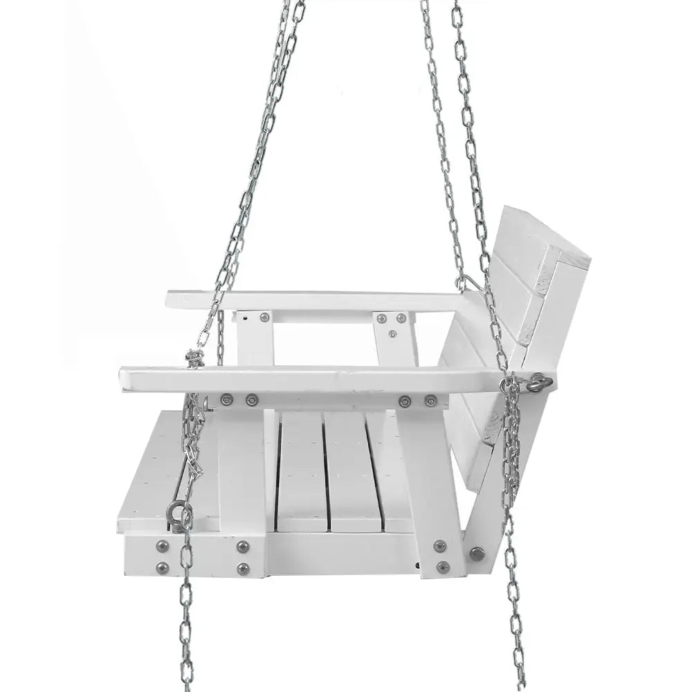 Gardeon Porch Swing Chair with Chain Outdoor Furniture 3 Seater Bench Wooden White - Furniture > Outdoor